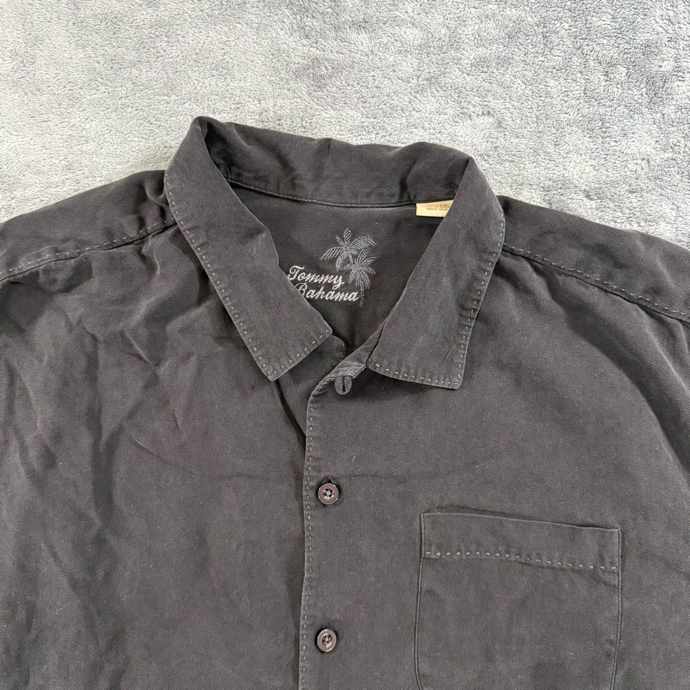 Tommy Bahama Men’s 100% Silk Button Down Pocket Shirt Black XL